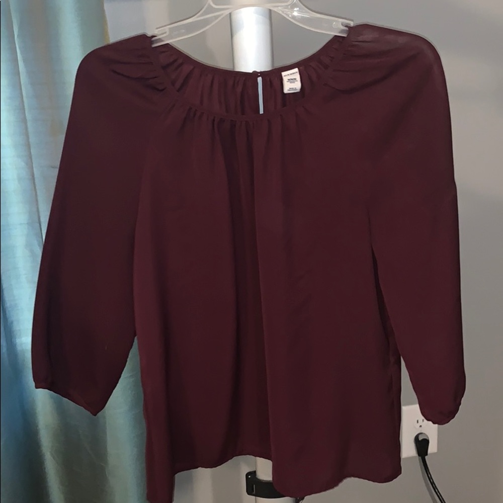 Wine colored cap sleeve blouse